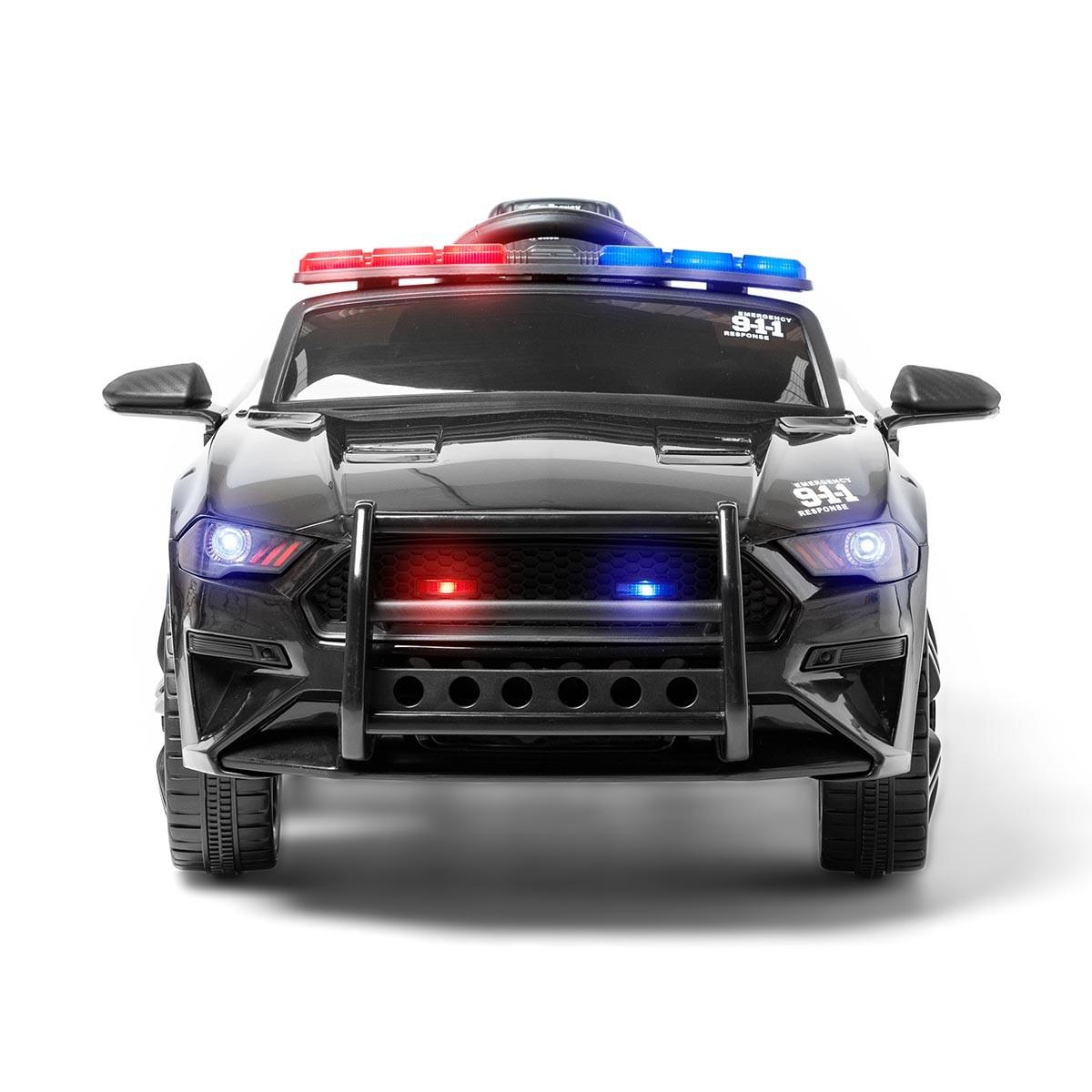 Coche Policía 12V con Mando para Adultos Modelo Policía 4.5AH 2 Motores 25W 6km/h MP3 Luces LED y Megáfono