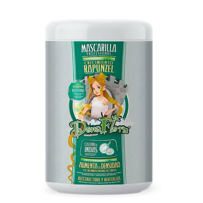Pack DonaFlora Rapunzel: Champú 1000ml + Mascarilla Capilar 1000ml - Todos los Tipos de Cabello con Vitaminas, Biotina y Extracto de Castaño de Indias