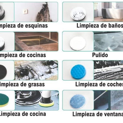 Stock Lider Cepillo Eléctrico de Limpieza 9 en 1 REF SL10711 25W con Mango Extensible y Función Sin Cables