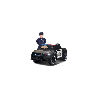 Coche Policía 12V con Mando para Adultos Modelo Policía 4.5AH 2 Motores 25W 6km/h MP3 Luces LED y Megáfono