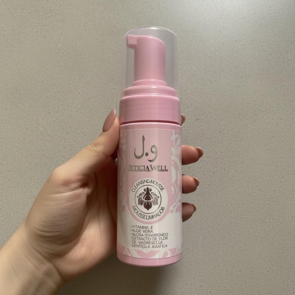 Leticia Well Mousse Limpiadora Rosa 100ml con Vitamina E y Aloe Vera para una Limpieza Suave y Eficaz