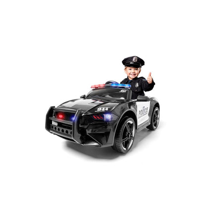 Coche Policía 12V con Mando para Adultos Modelo Policía 4.5AH 2 Motores 25W 6km/h MP3 Luces LED y Megáfono