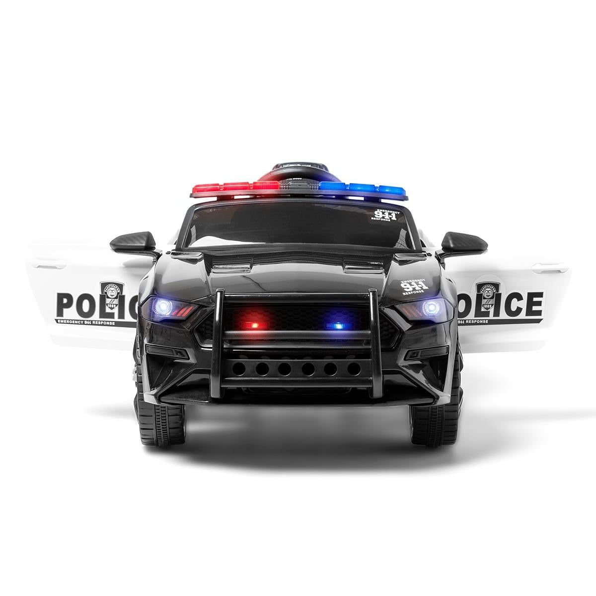 Coche Policía 12V con Mando para Adultos Modelo Policía 4.5AH 2 Motores 25W 6km/h MP3 Luces LED y Megáfono