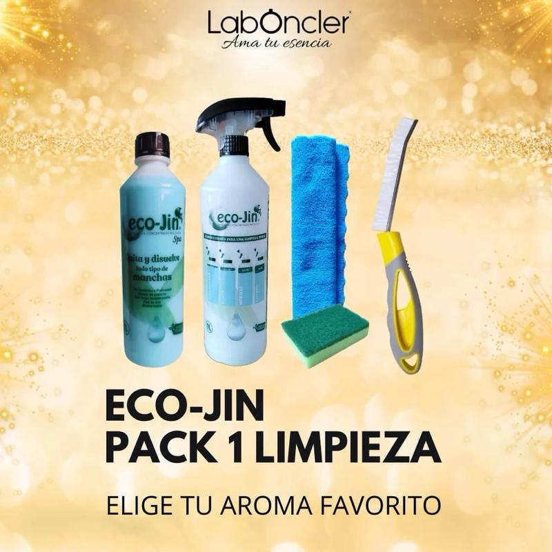 LabÓnclez PACK 1 LIMPIEZA ECOJIN+DIFUSOR+CEPILLO JUNTAS AMARILLO+BAYETA MICROFIBRA+ESTROPAJO CON ESPONJA ELIGE TU AROMA FAVORITO