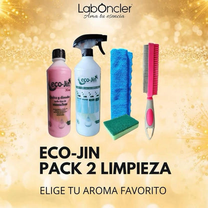 PACK 2 LIMPIEZA ECOJIN+DIFUSOR+CEPILLO TEXTIL ROSA+BAYETA MICROFIBRA+ESTROPAJO CON ESPONJA