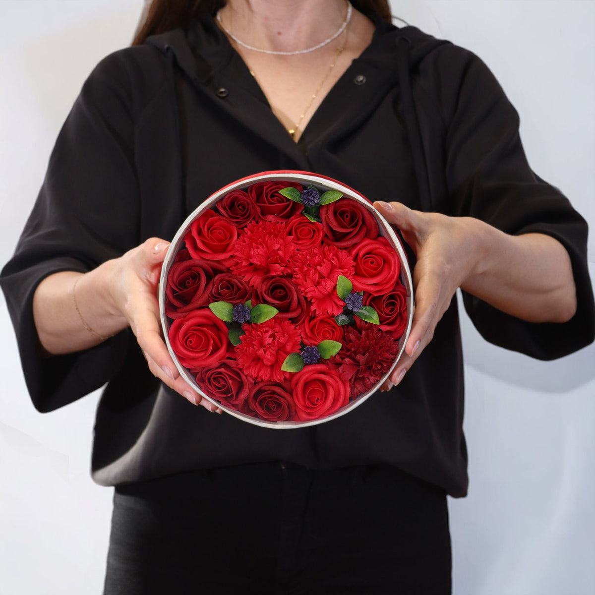 Caja Redonda - Rosas Rojas Clásicas