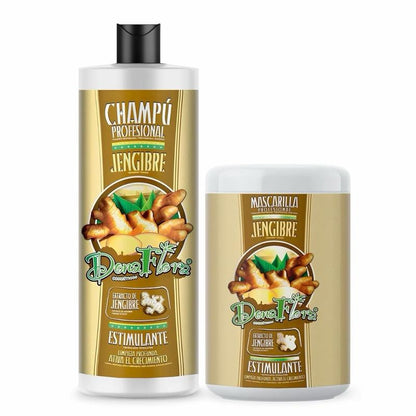 DonaFlora Pack Jengibre Champú 1000ml & Mascarilla 1000ml Estimulante Limpieza Profunda Activa Crecimiento Capilar