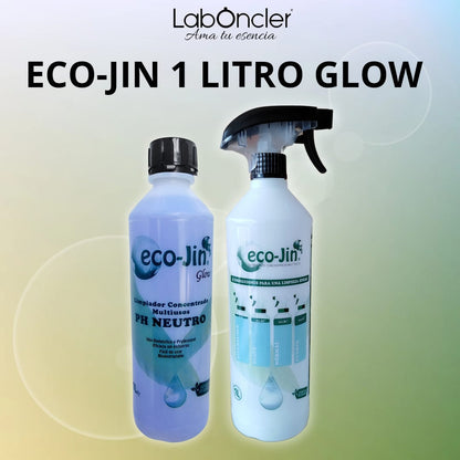 LabOncler Eco-Jin GLOW 1 Litro PH Neutro Limpiador Multifuncional con Difusor o Bayeta y Estropajo Efecto Anti-Envejecimiento y Fragancia Hiper Perfumada